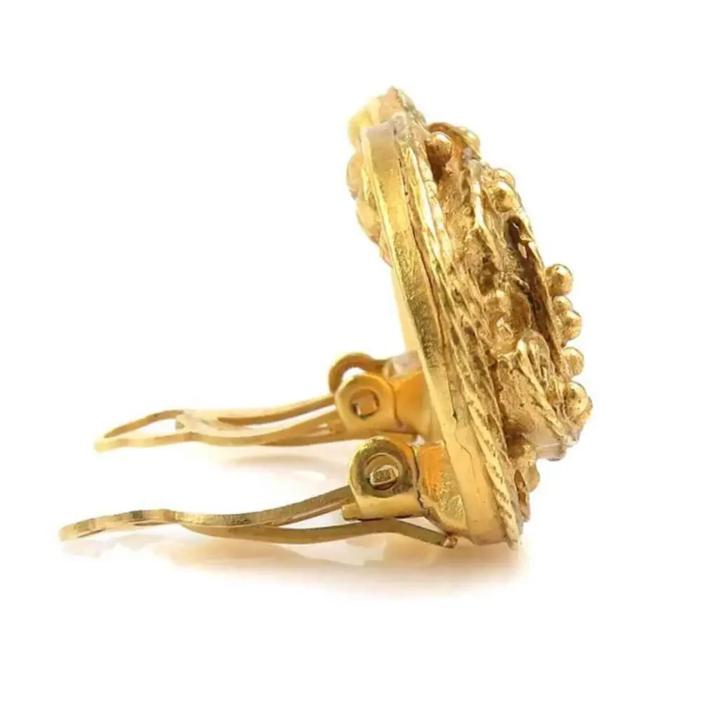 CHANEL Gold Logo Earrings